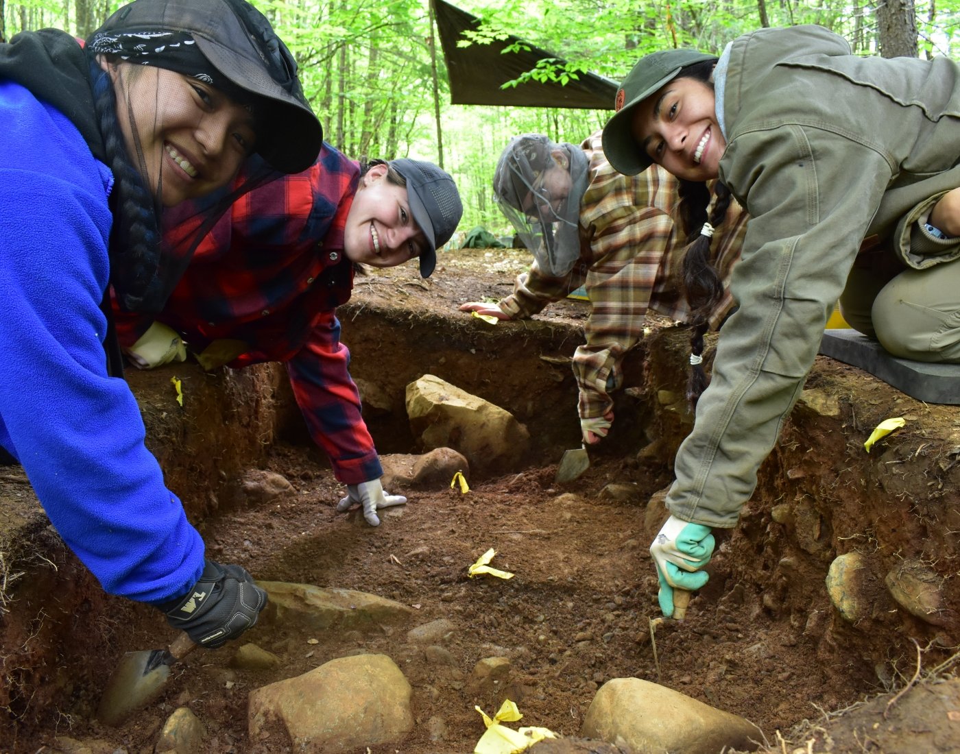 group of students digging