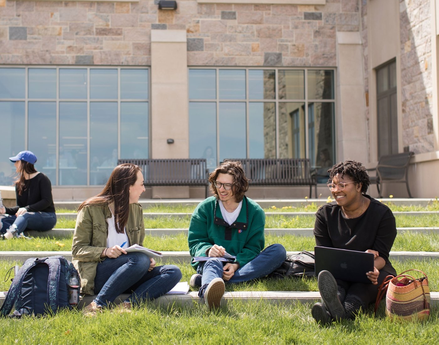 students studying outside