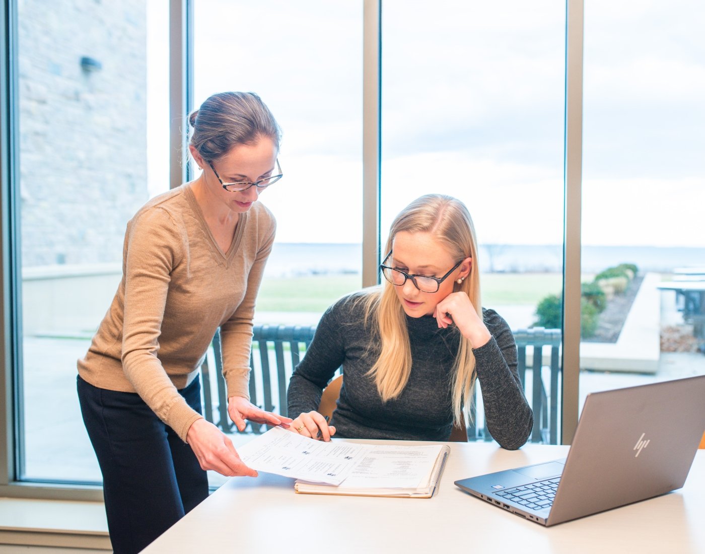 faculty member advising student