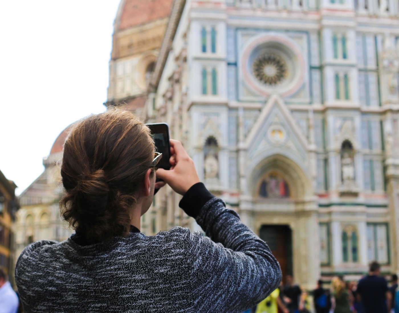 student taking photo in Florence
