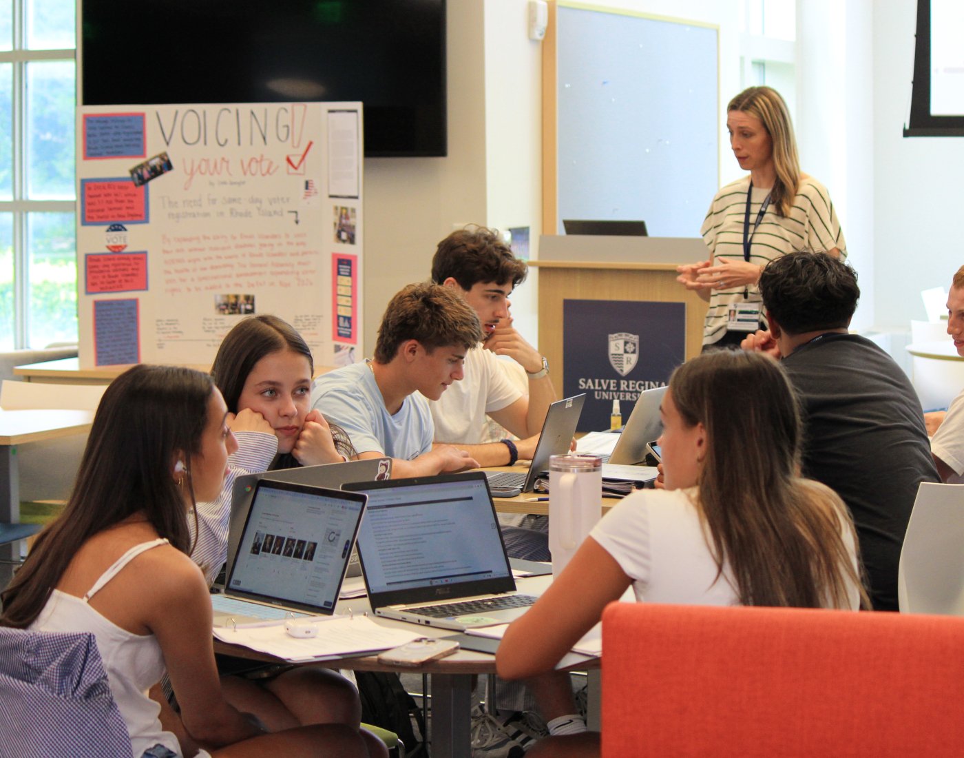 Participants of the Pell Center's Summer Institute of Politics work in McKillop Library
