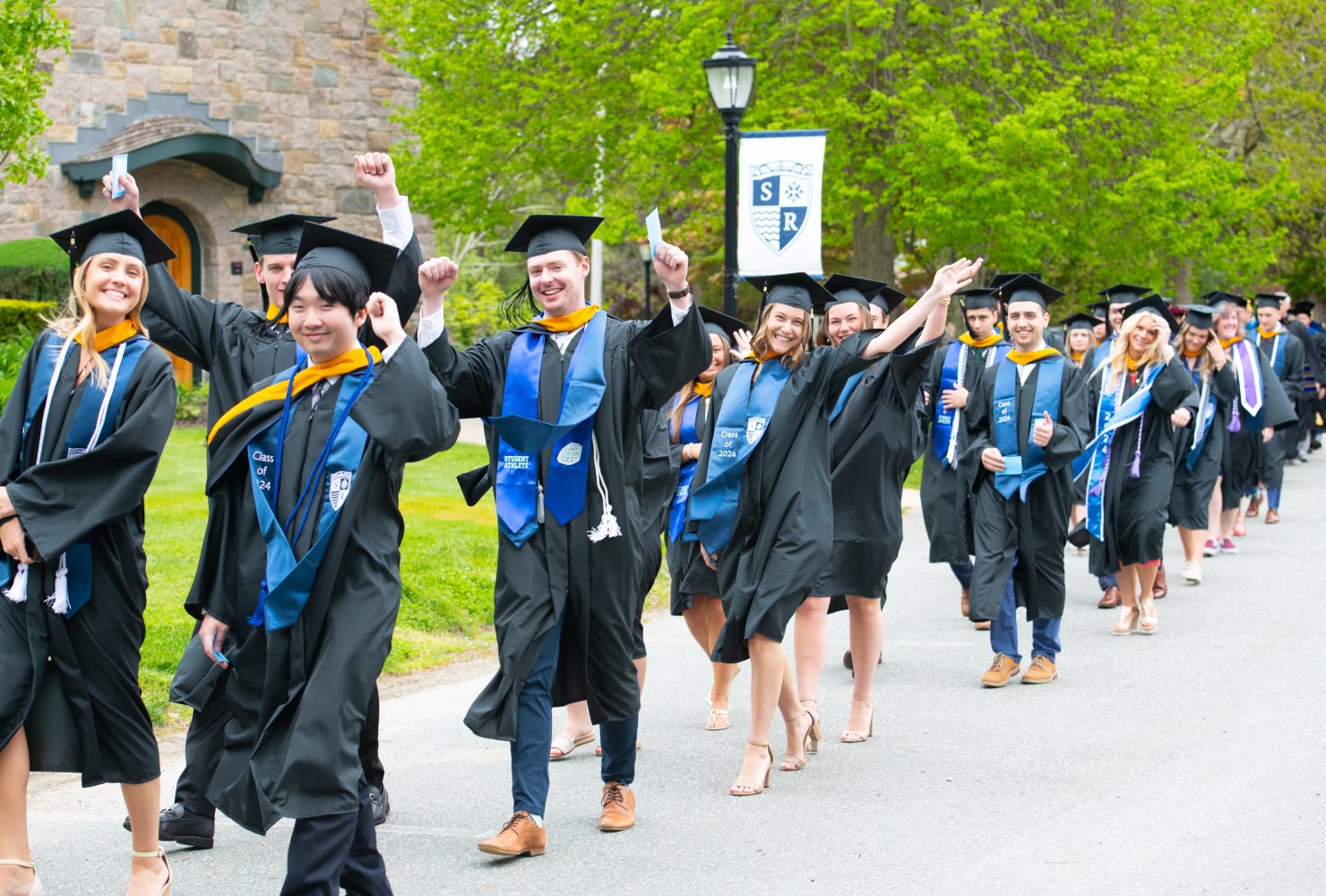 Graduates processing at Commencement