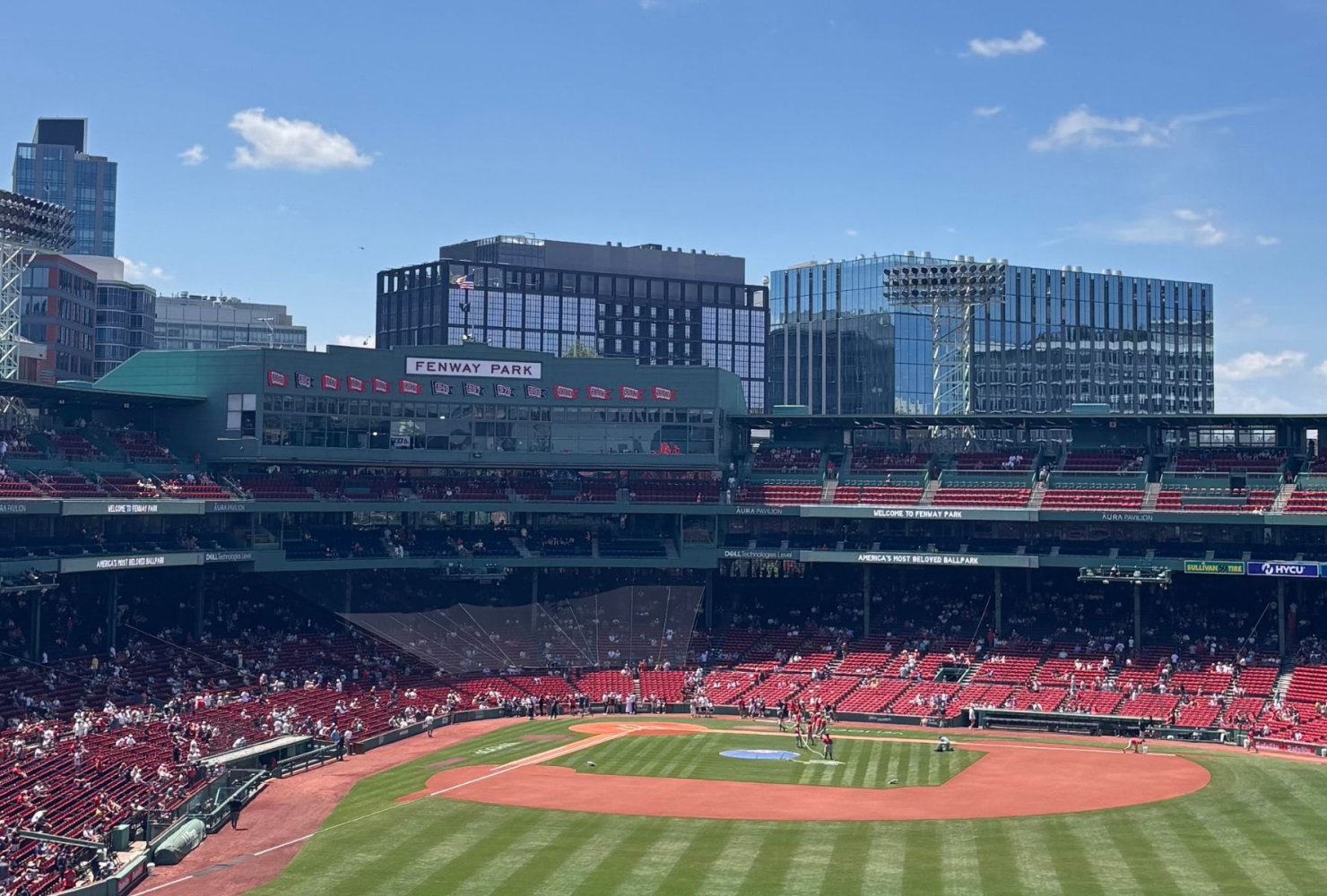 Wide view of Fenway Park before a Boston Red Sox game.