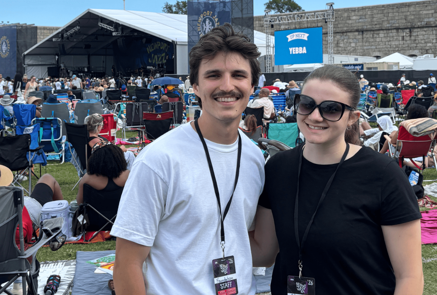 Two Salve students working at the Newport Jazz Festival.