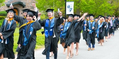 Graduates processing at Commencement