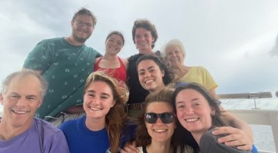 A group of people gathered on a boat