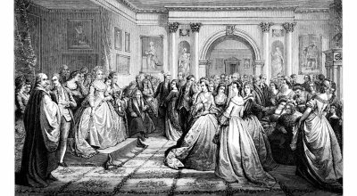 As the 1st First Lady of the United States, Martha Washington hosts a reception.
