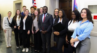2024-2025 Nuala Pell Leadership Fellows meet with Rhode Island Representative Gabe Amo at the Congressional offices in Washington, D.C. 
