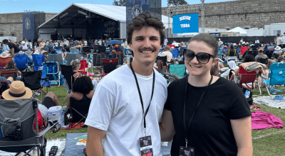 Two Salve students working at the Newport Jazz Festival.