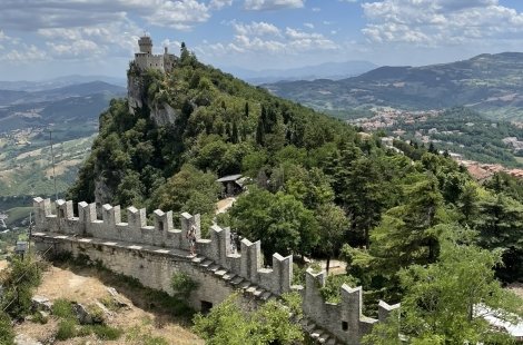 La Seconda Torre, an ancient tower on a cliff in in San Marino Italy
