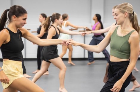 students taking jazz dance class