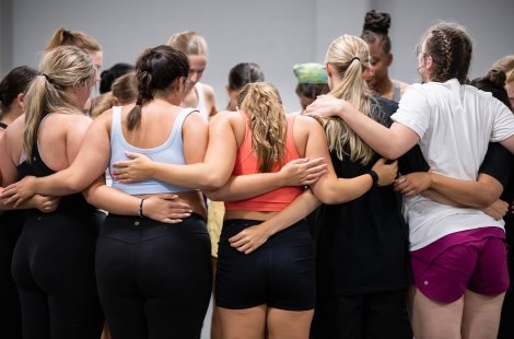 students taking jazz dance class