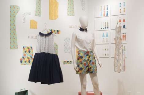 Display of student work in an art gallery