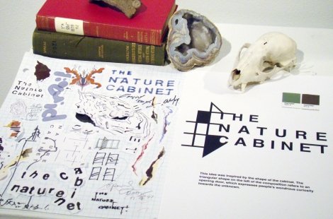 Display of student work in an art gallery