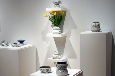 Ceramics display in an art gallery