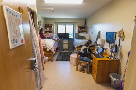 The interior of a residence hall room