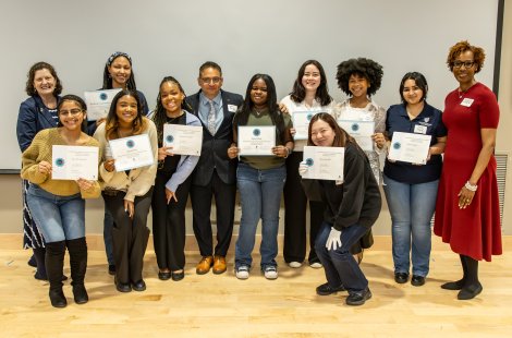 ICDP students, President Armstrong and Dr. Gambrell-Boone at Mercy Summit