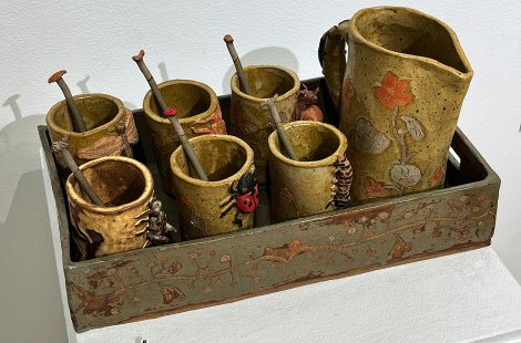 Ceramic pitcher and cups by Louisa Roth