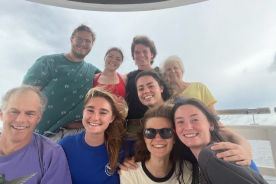 A group of people gathered on a boat