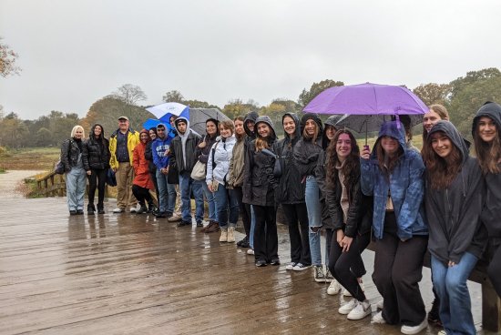 Dr. Tim Neary on an outing with a class of students.