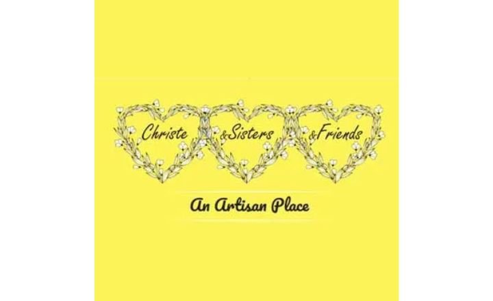 Christe and friends logo, 3 hearts on yellow background