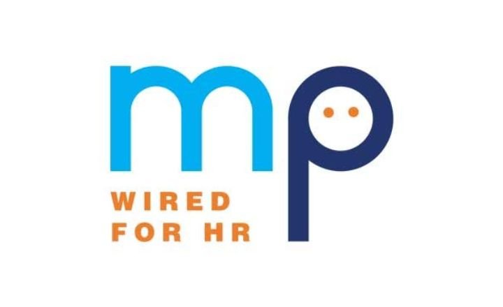 teal lowercase m, navy blue p, and wired for HR written below the MP
