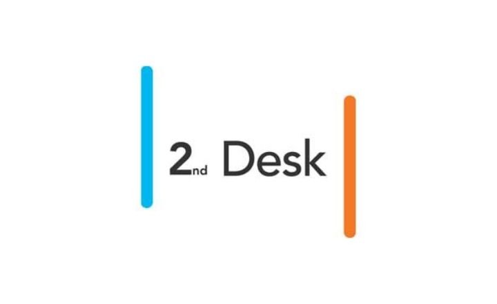 2nd Desk with a teal line on the left and orange vertical line on the right