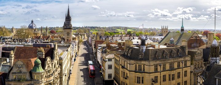 bird's eye view of buildings in Oxford, England