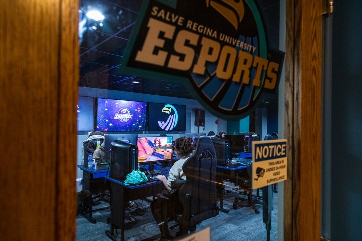 The inside of a room for video gaming