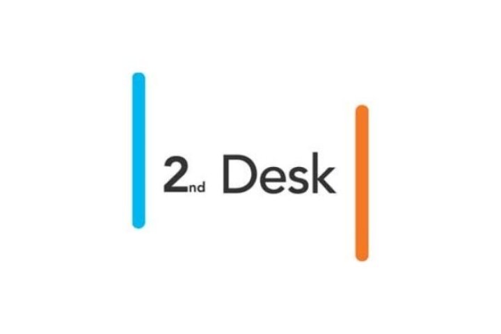 2nd Desk with a teal line on the left and orange vertical line on the right