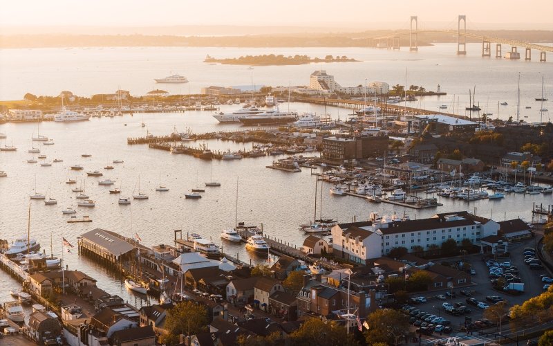 Drone image of downtown Newport