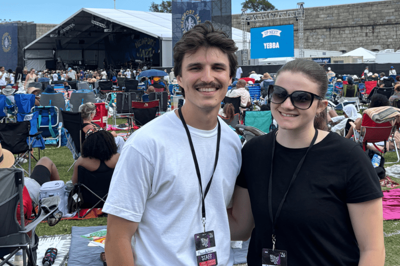 Two Salve students working at the Newport Jazz Festival.