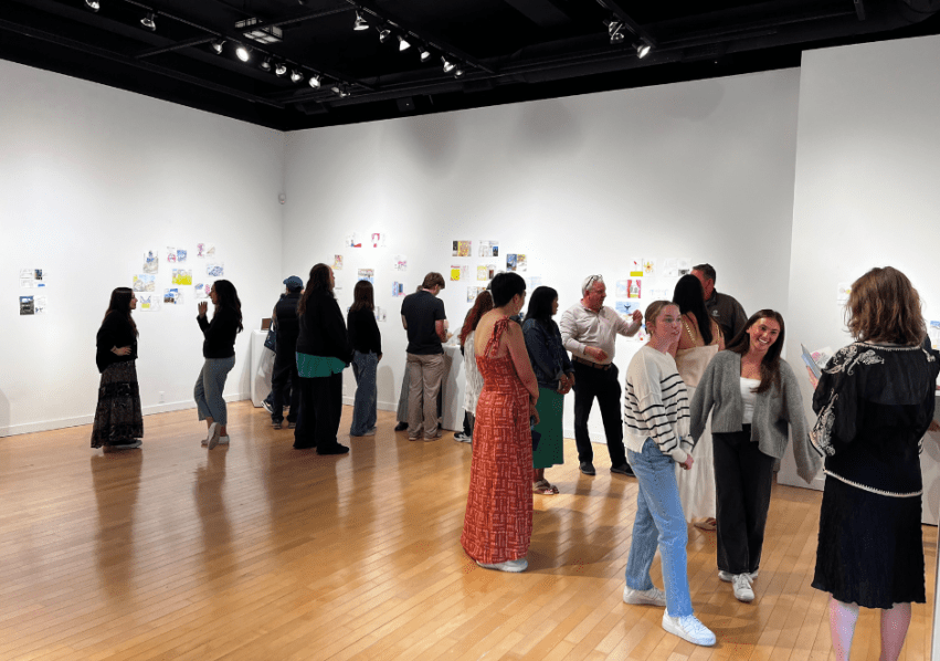 Students, friends and family gathered in the Dorrance H. Hamilton Gallery to share their artwork from the program.