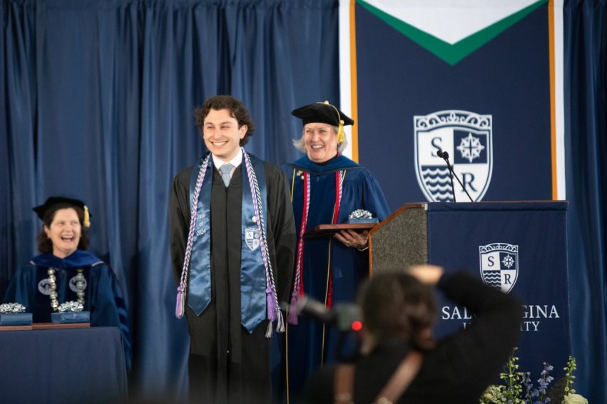 Silva being recognized with the Catherine McAuley award in 2024 during the nursing pinning ceremony.