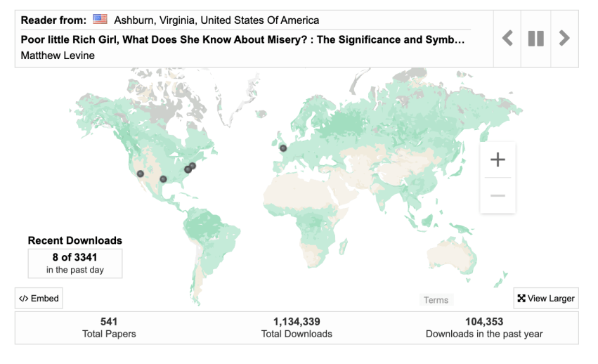 Screenshot of download analytics on map for a research article.