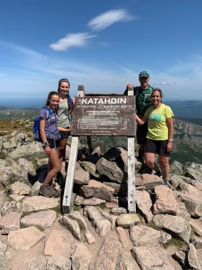Jim Chace with family at the summit of Katahdin