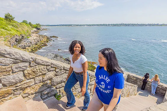 Salve Regina students on the Cliff Walk in Newport, Rhode Island