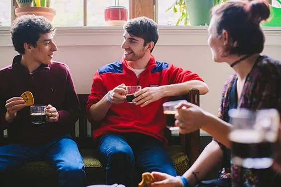 students with coffee